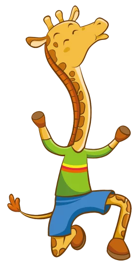 Playful Jumping Giraffe Clipart: Adorable Cartoon Character in Cheerful Pose