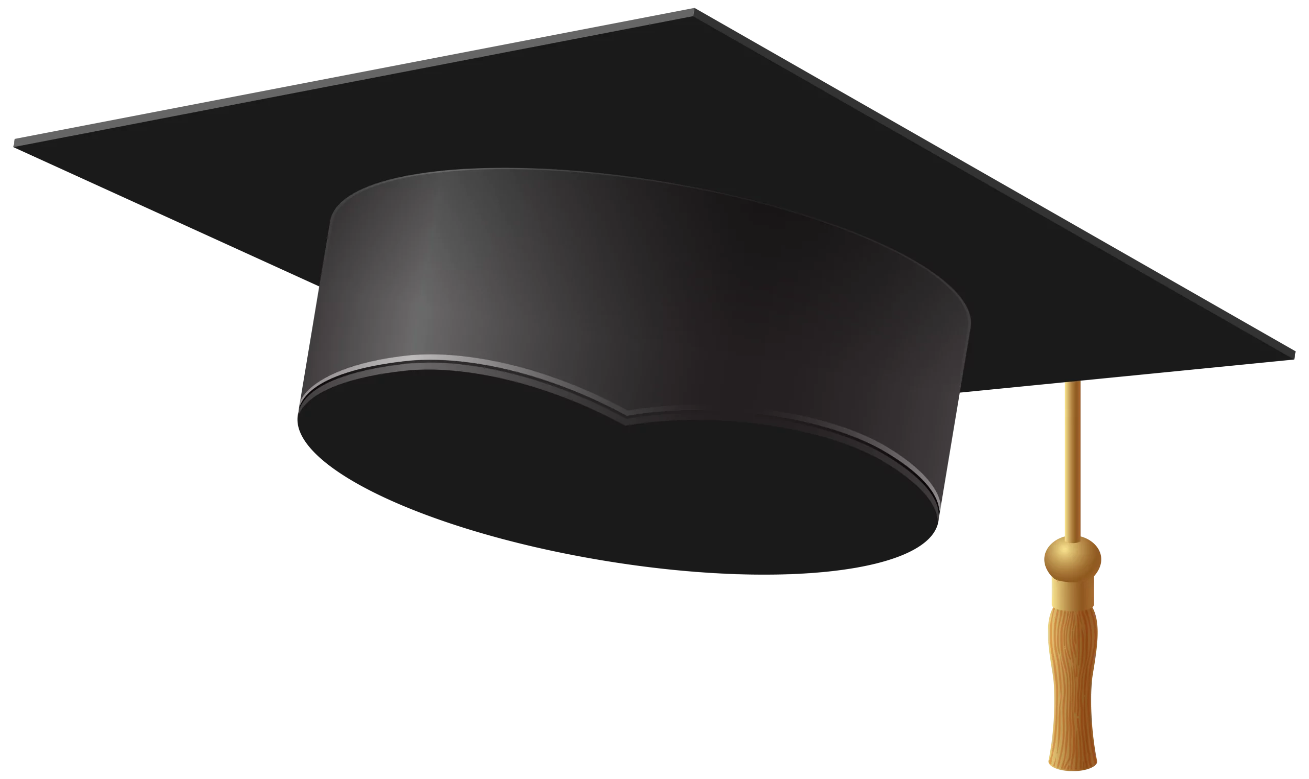 Classic Black Graduation Cap Clipart Design with Golden Tassel