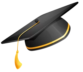 Elegant Black and Gold Graduation Cap Clipart with Hanging Tassel