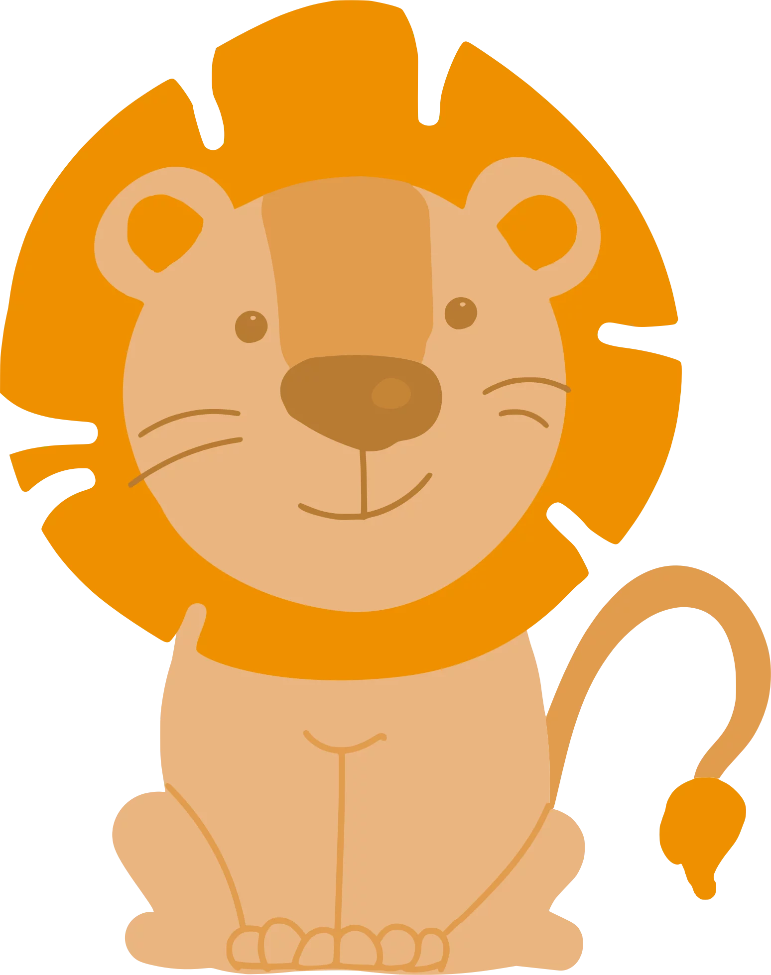 Adorable Cartoon Lion Clipart with Charming Rounded Features and Sunny Color Palette