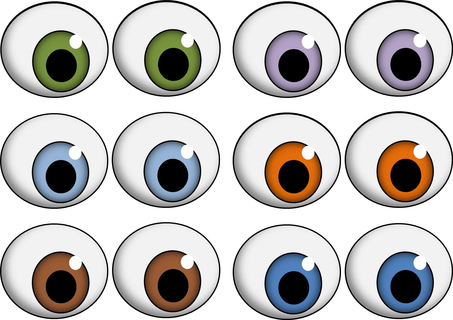 Assorted Cartoon Googly Eyes Clipart Collection - Whimsical Eyeball Design Set