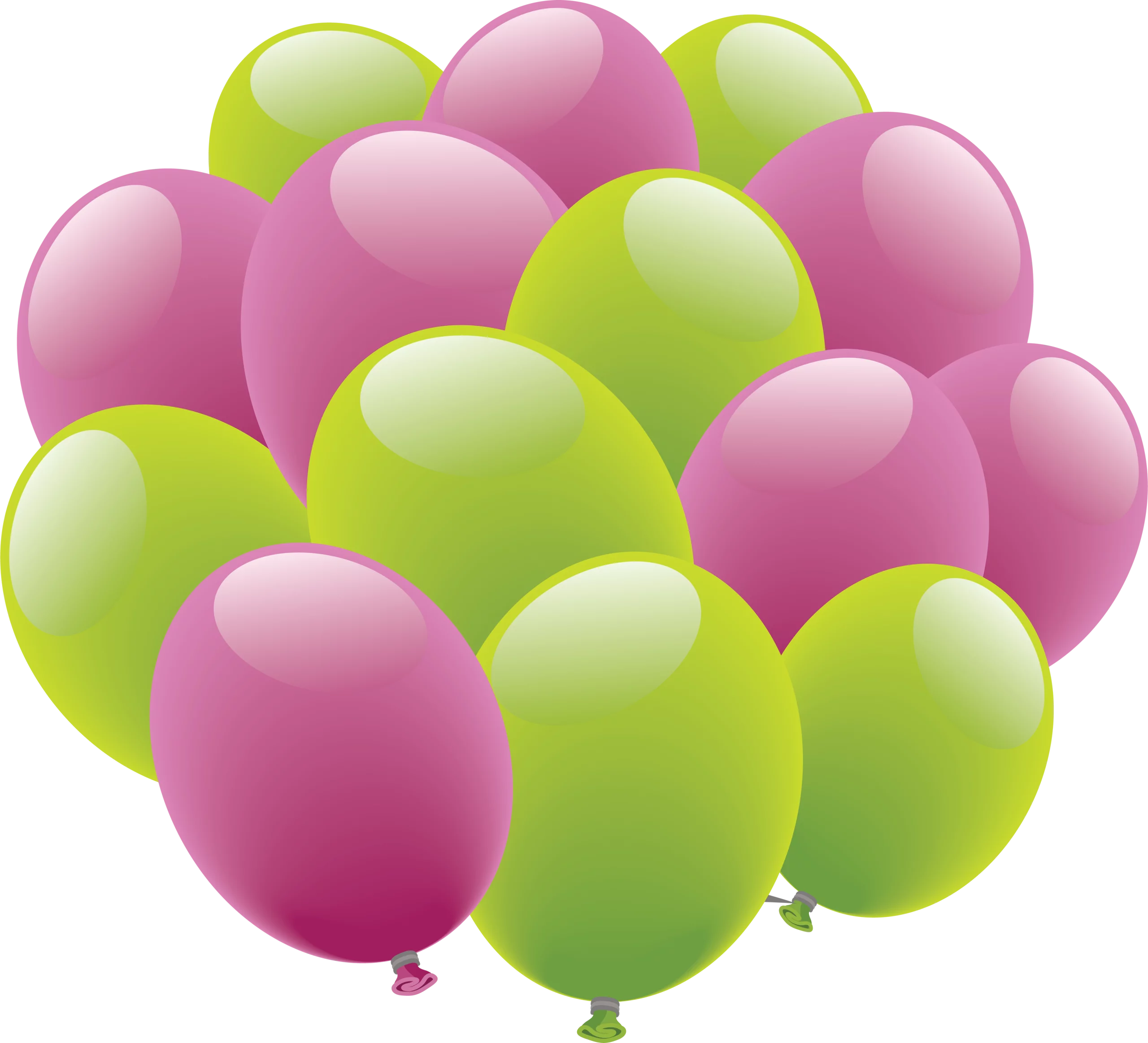Cheerful Pink and Green Party Balloons Clipart Design for Festive Celebrations