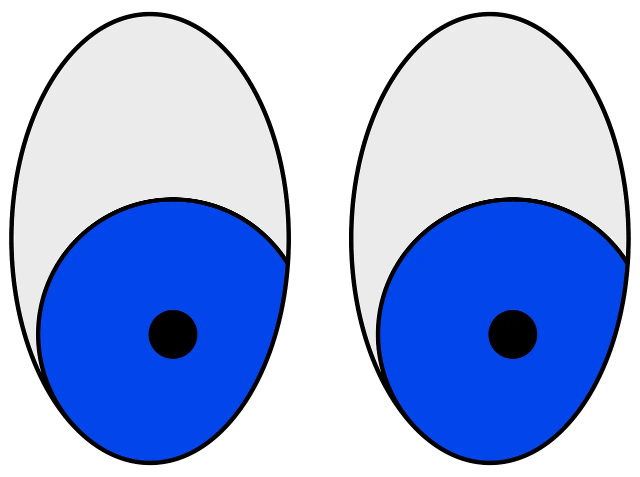 Playful Blue and White Cartoon Googly Eyes Clipart Design Element
