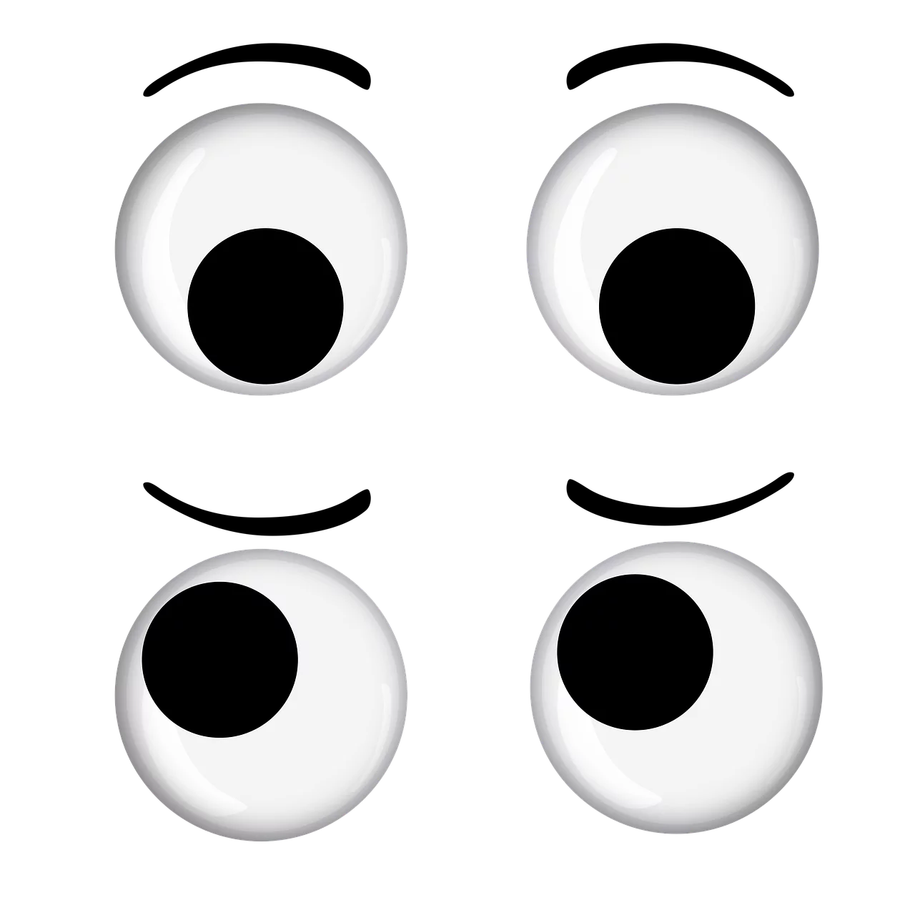 Whimsical Black and White Cartoon Googly Eyes Clipart Design