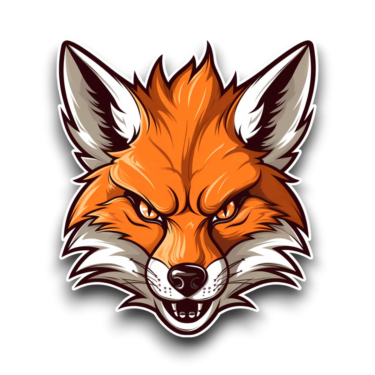 Fierce Snarling Fox Head Mascot Clipart Design with Sharp Graphic Details