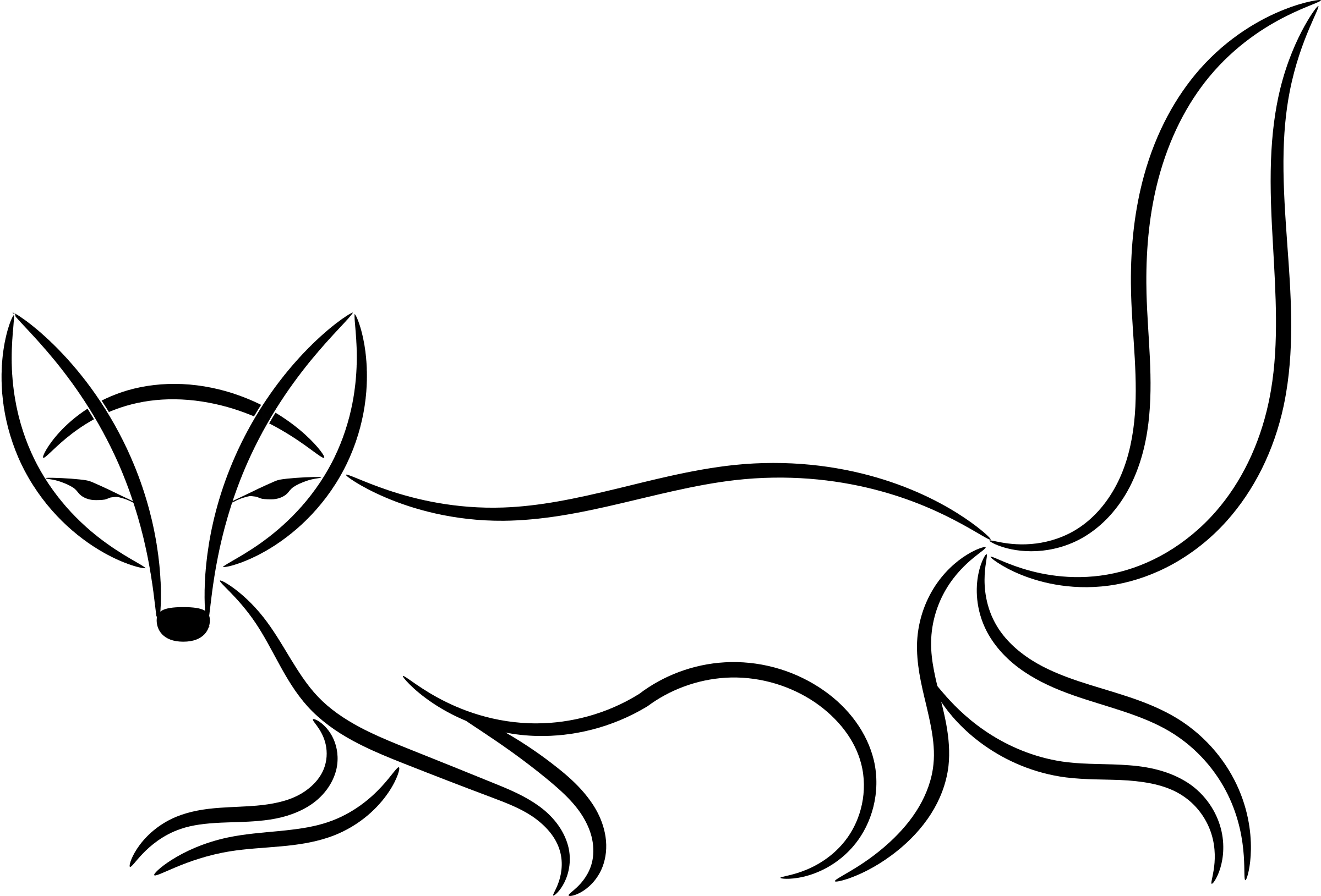 Minimalist Black and White Fox Clipart with Elegant Stylized Lines