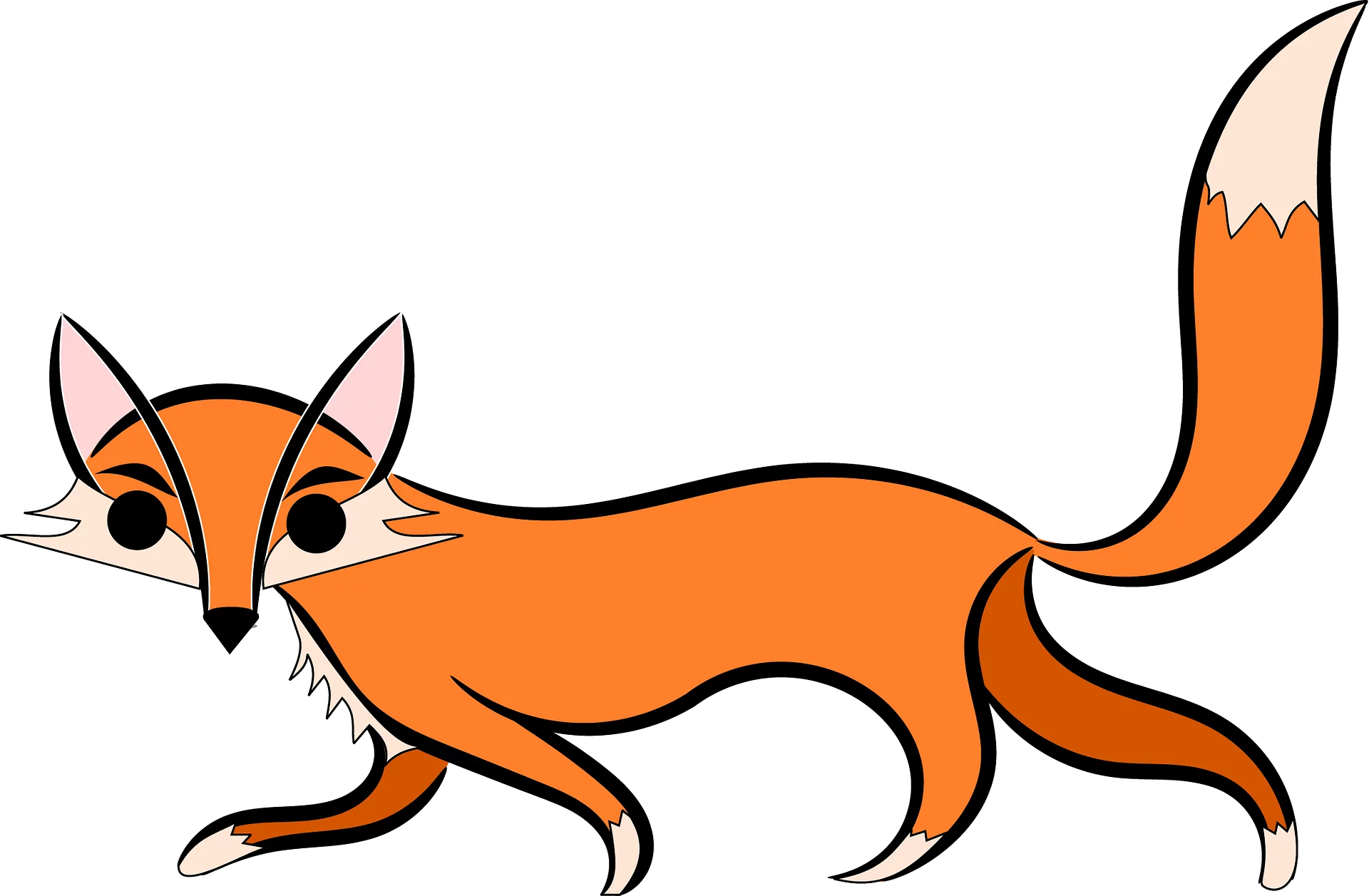 Playful Orange Fox Clipart Illustration with Sleek Stylized Design
