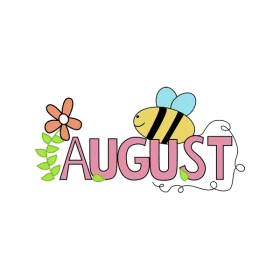 Whimsical August Clipart with Cute Bee and Flower Illustration Design