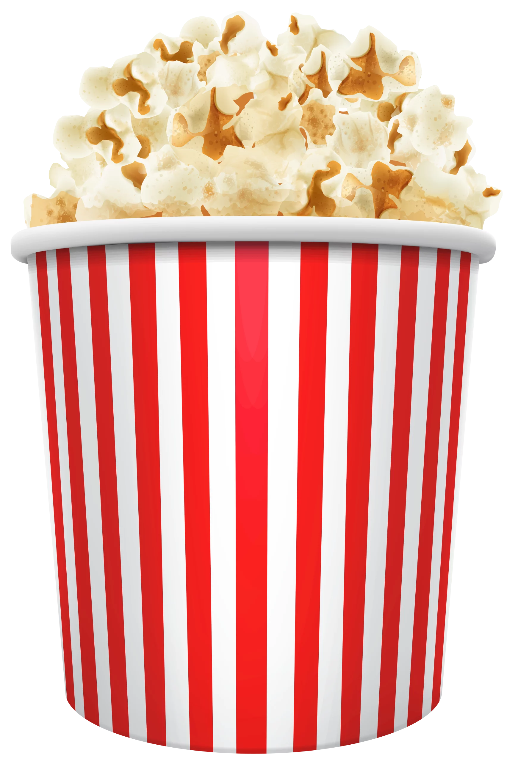 Classic Red and White Striped Popcorn Bucket Clipart Design