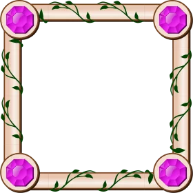 Delicate Floral Gem-Studded Square Clipart Frame with Intertwining Vines