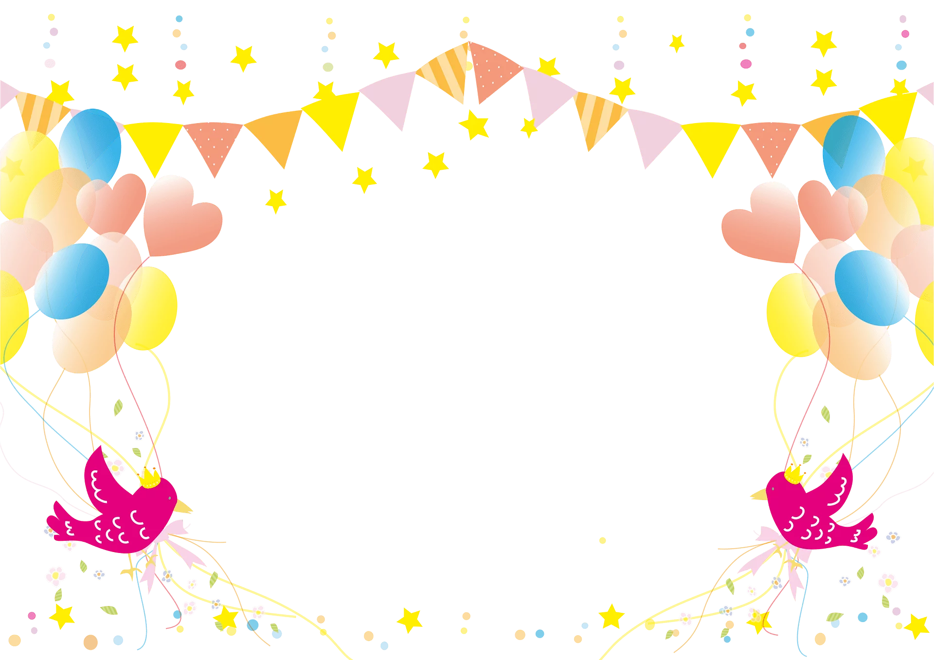 Festive Birthday Celebration Clipart with Cheerful Balloons and Pennant Flags
