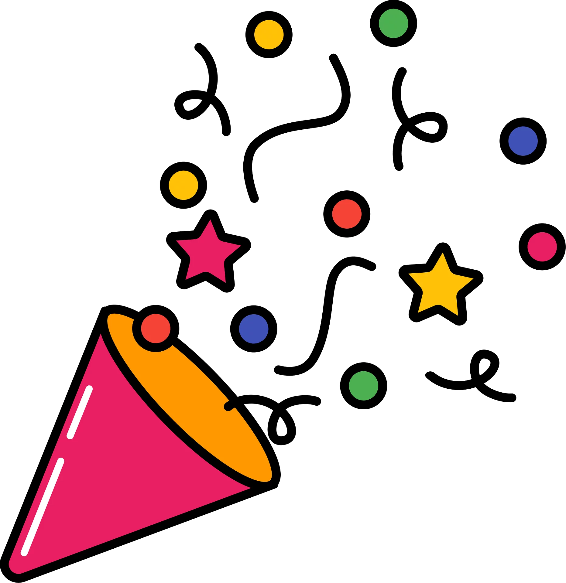 Festive Party Popper Explosion Clipart: Colorful Celebration Burst of Joy