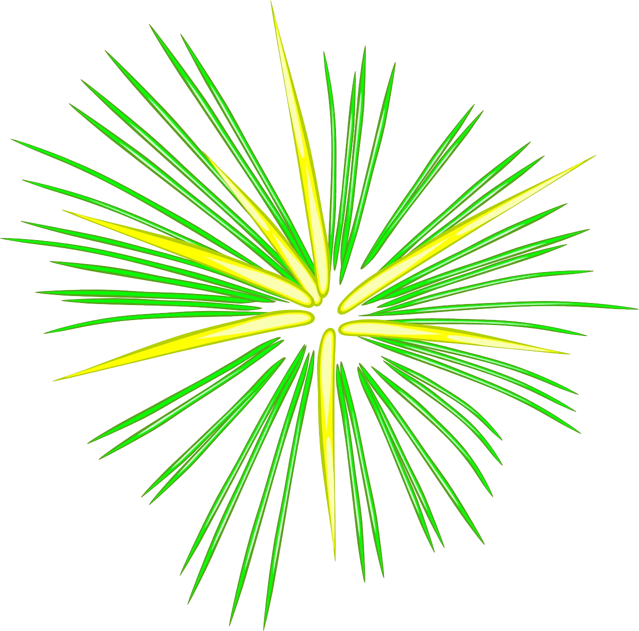 Radiant Starburst Celebration Clipart with Green and Yellow Linear Rays