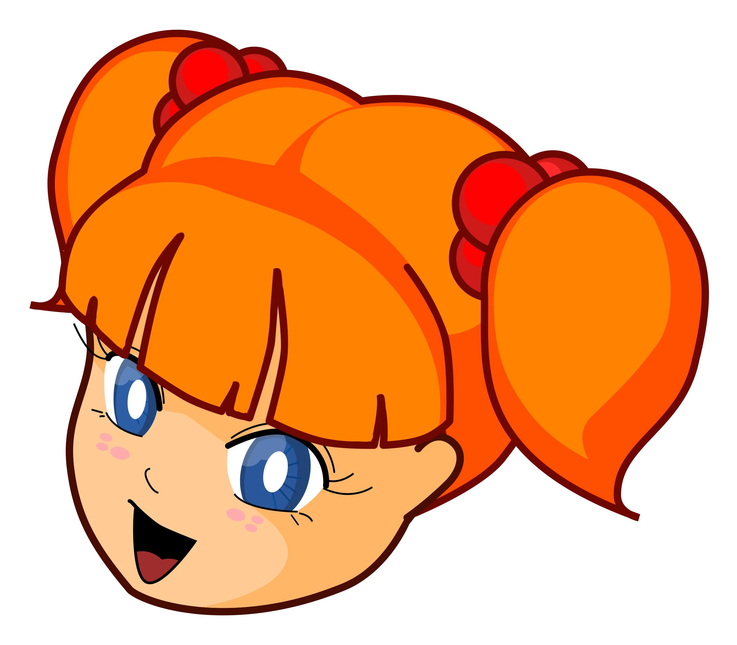 Cheerful Orange-Haired Cartoon Girl Clipart with Playful Expression