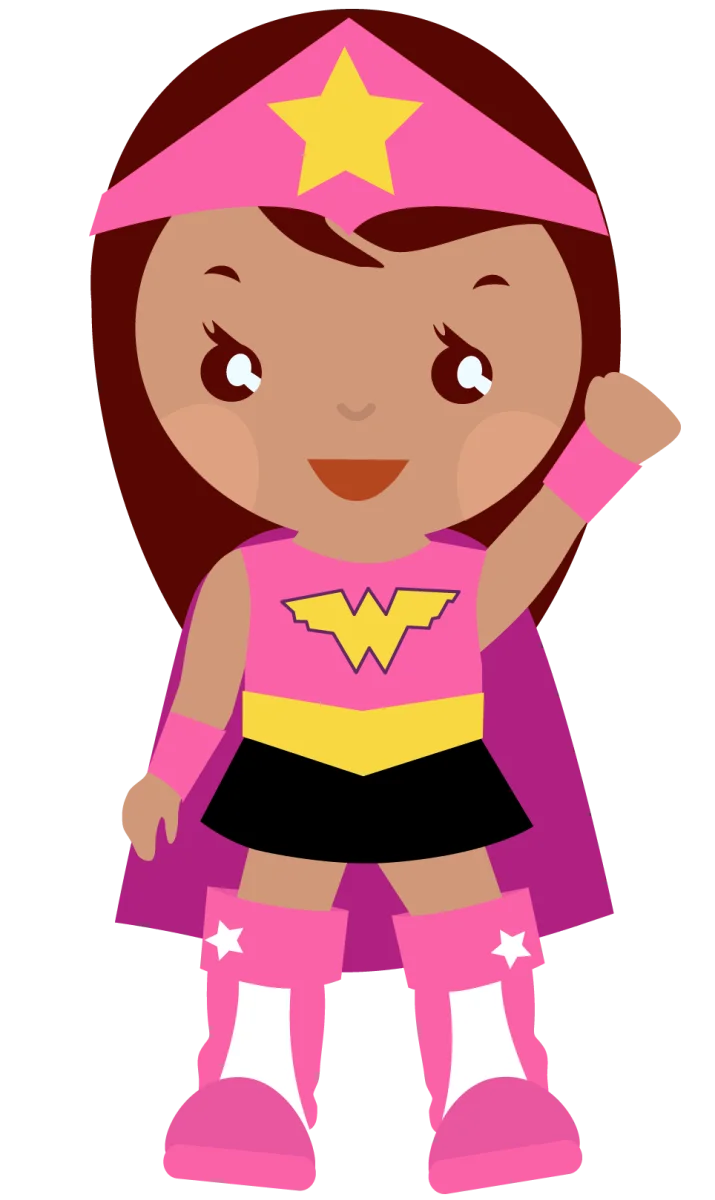 Cute Pink Superhero Girl Clipart: Empowering Young Imagination with Playful Design