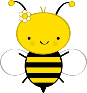 Adorable Kawaii Honey Bee Clipart with Flower Accent - Cute Cartoon Style