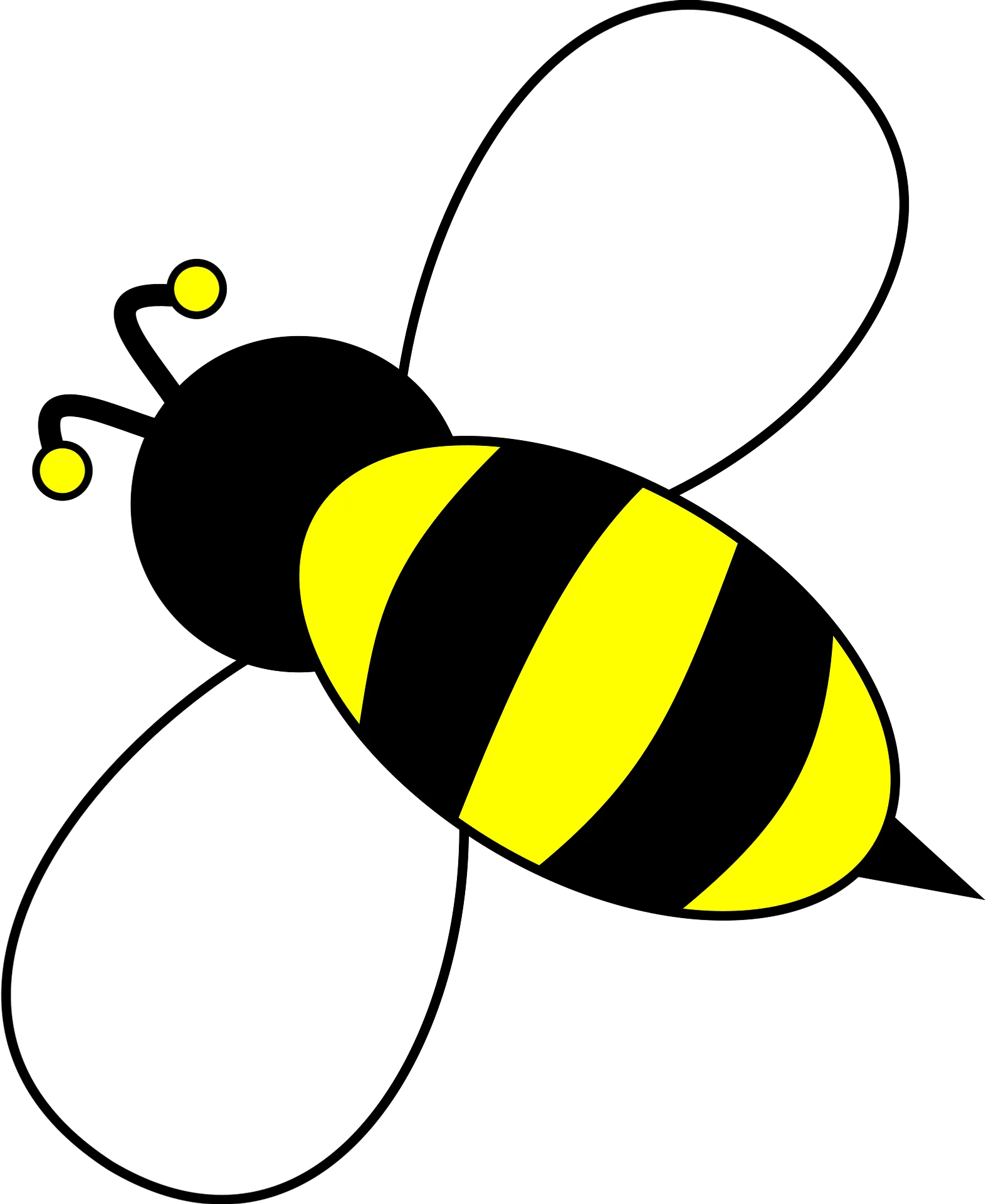 Cheerful Black and Yellow Bee Clipart with Simple Cartoon Style Design