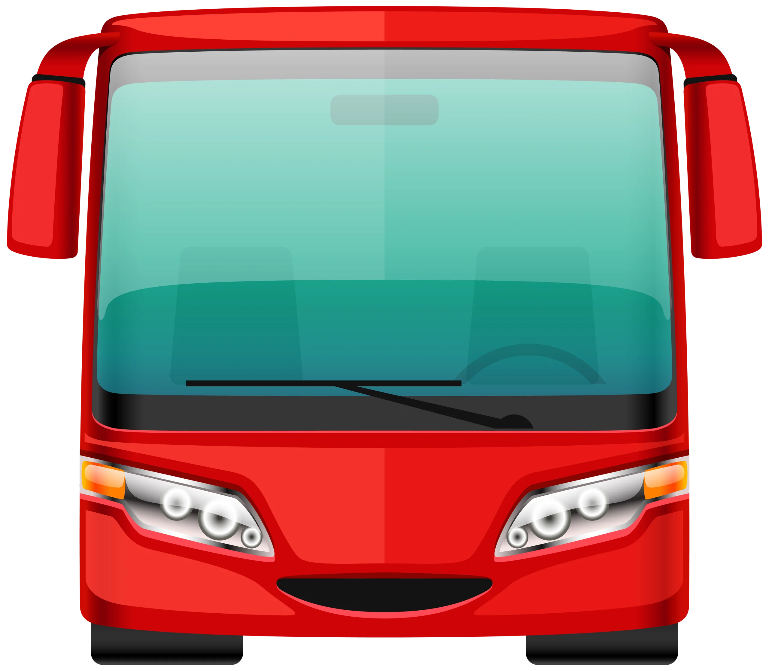 Cheerful Red Public Transport Passenger Bus Cartoon Clipart Illustration