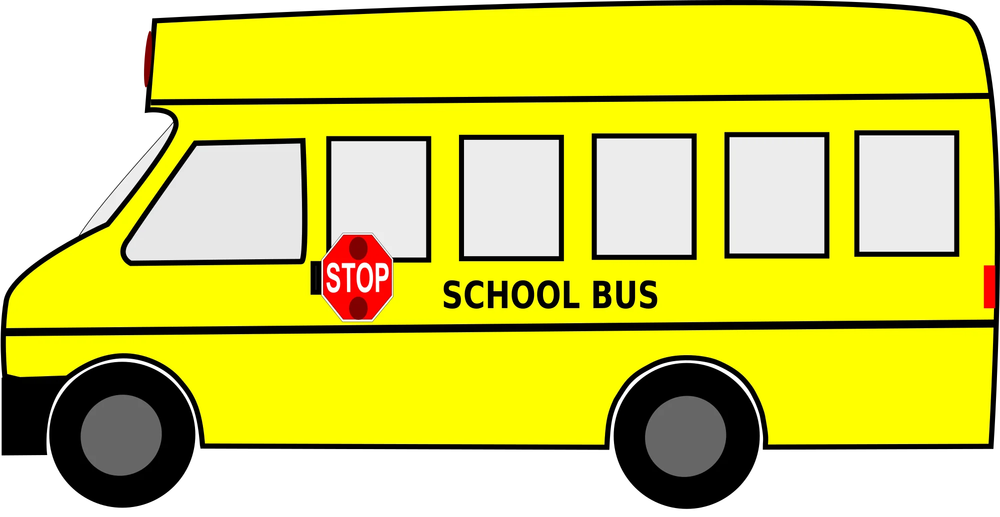 Classic Yellow School Bus Clipart Illustration with Stop Sign and Windows