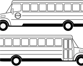 School Bus Line Art Clipart Illustration - Simple Transportation Graphic Design