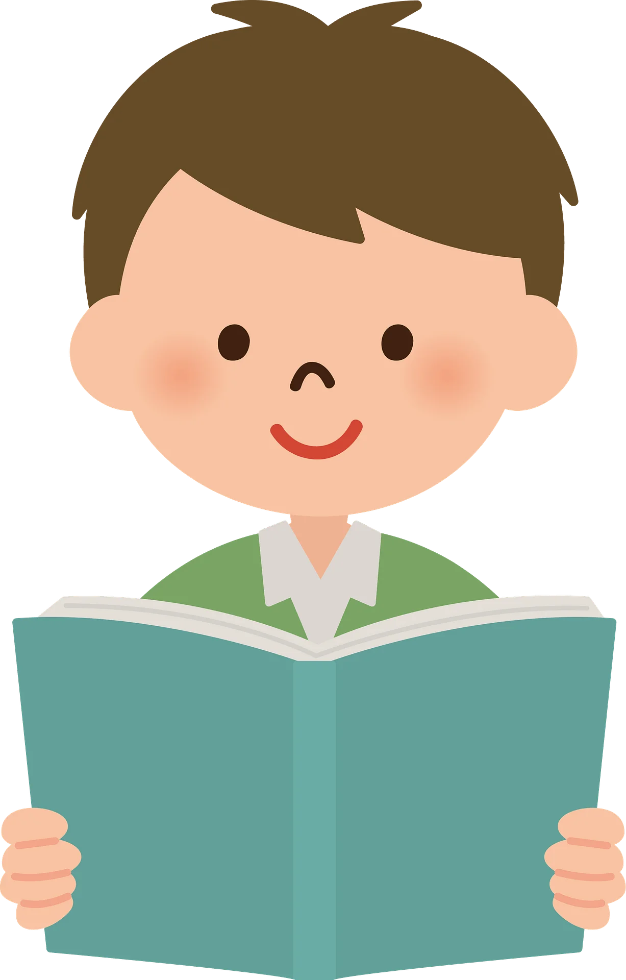 Cheerful Young Student Engaged in Reading a Book Clipart Illustration