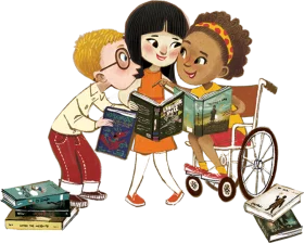 Diverse Children Reading Together: An Inclusive Reading Clipart Scene