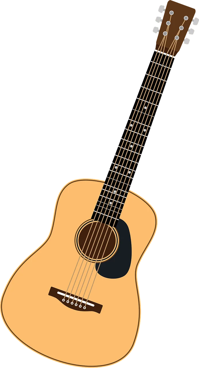 Acoustic Guitar Clipart: A Warm-Toned Musical Instrument Illustration
