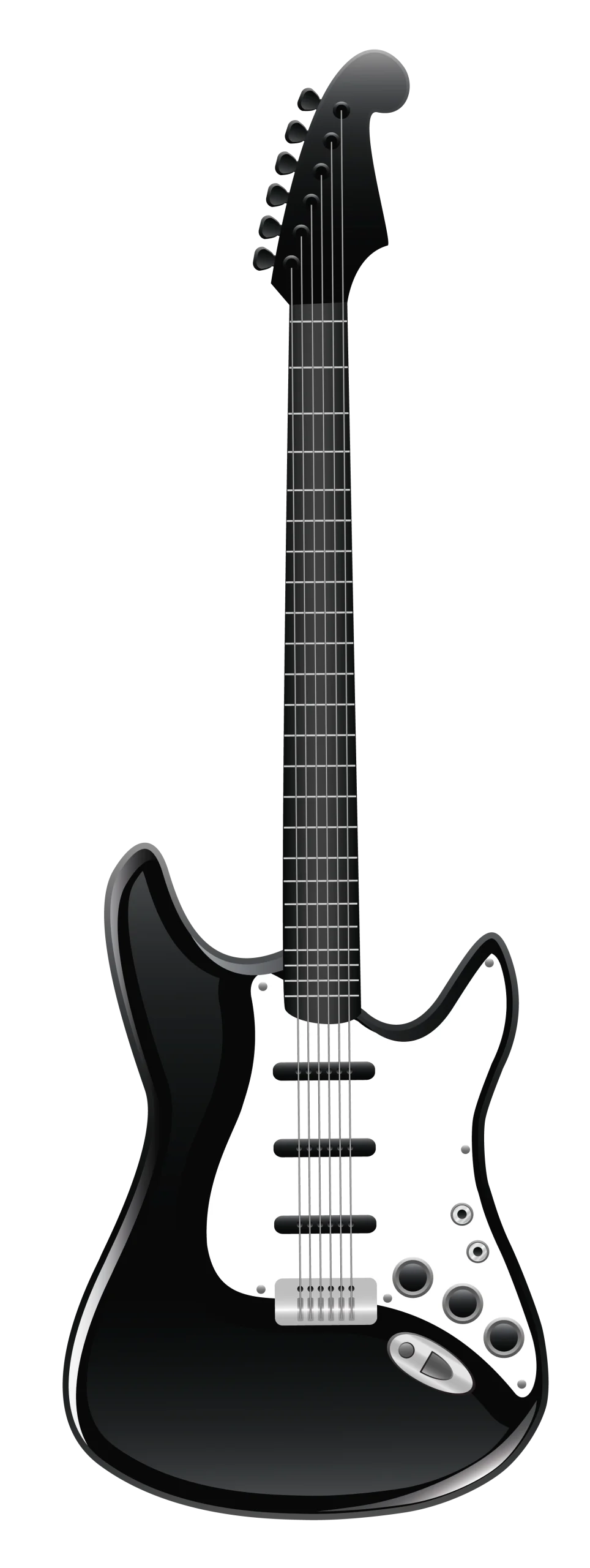 Classic Black and White Electric Guitar Stylized Clipart Illustration Design