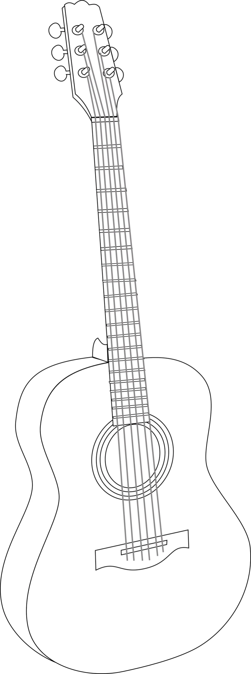 Elegant Acoustic Guitar Line Art Clipart: Detailed Illustration of Musical Instrument