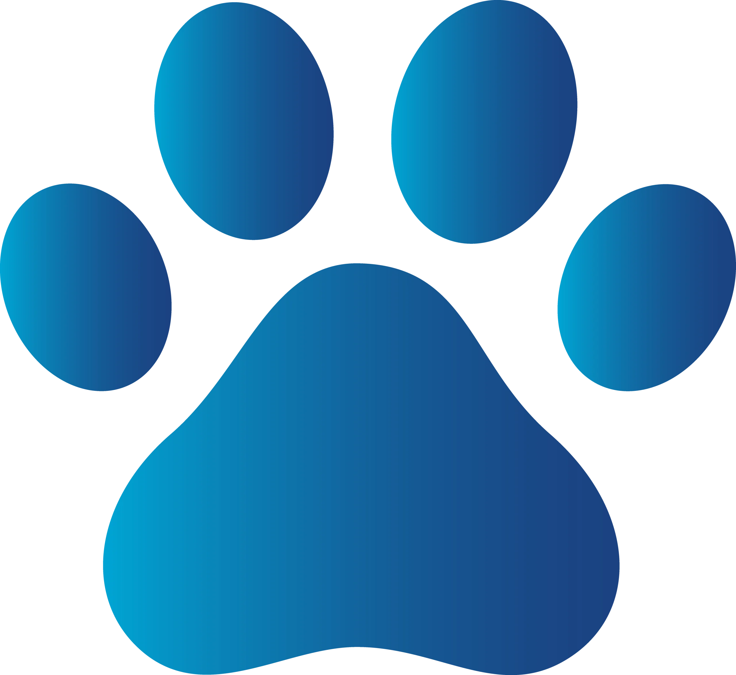 Blue Gradient Paw Print Clipart Design - Stylish Animal Silhouette Graphic