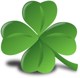 Lucky Four-Leaf Clover Shamrock Clipart with Smooth Emerald Green Gradient