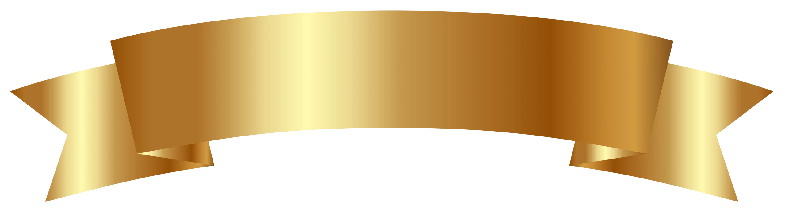 Golden Metallic Ribbon Banner Clipart - Elegant Curved Design for Digital Graphics