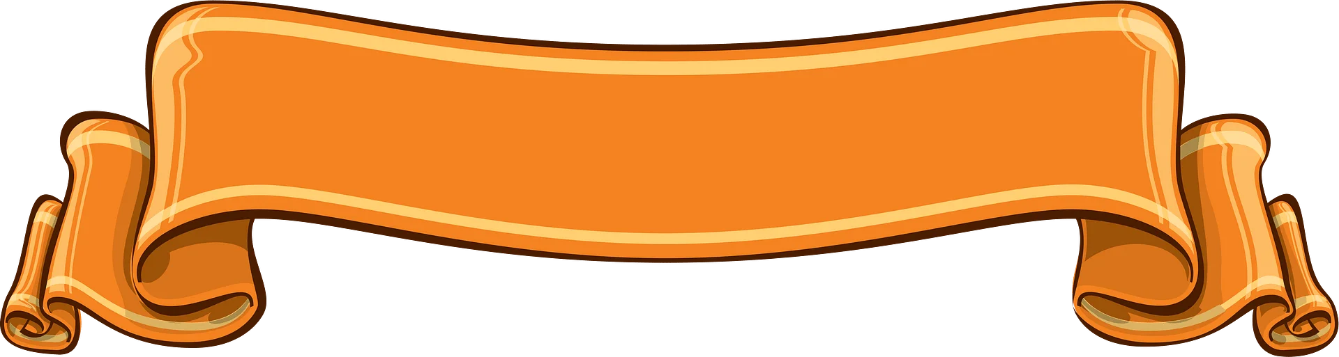 Golden Orange Scroll Banner Clipart Design with Elegant Curled Edges