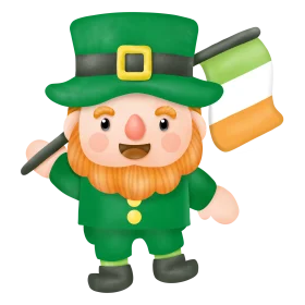 Cheerful Cartoon Leprechaun Clipart with Playful Green Outfit and Golden Buckle