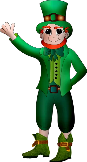 Cheerful Leprechaun Clipart: Traditional Irish Folklore Character in Green Costume