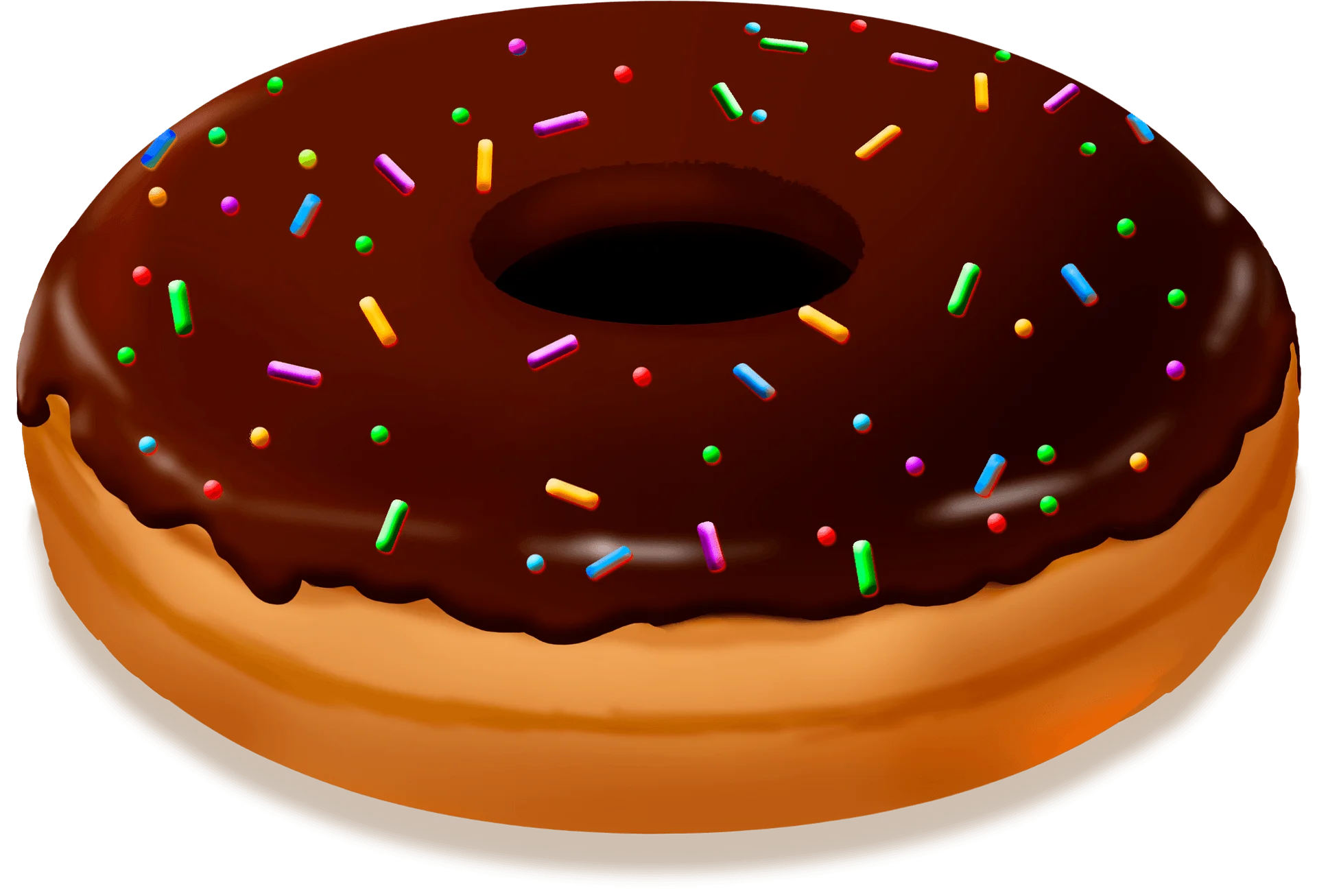 Delectable Chocolate Glazed Donut Clipart with Colorful Sprinkle Explosion
