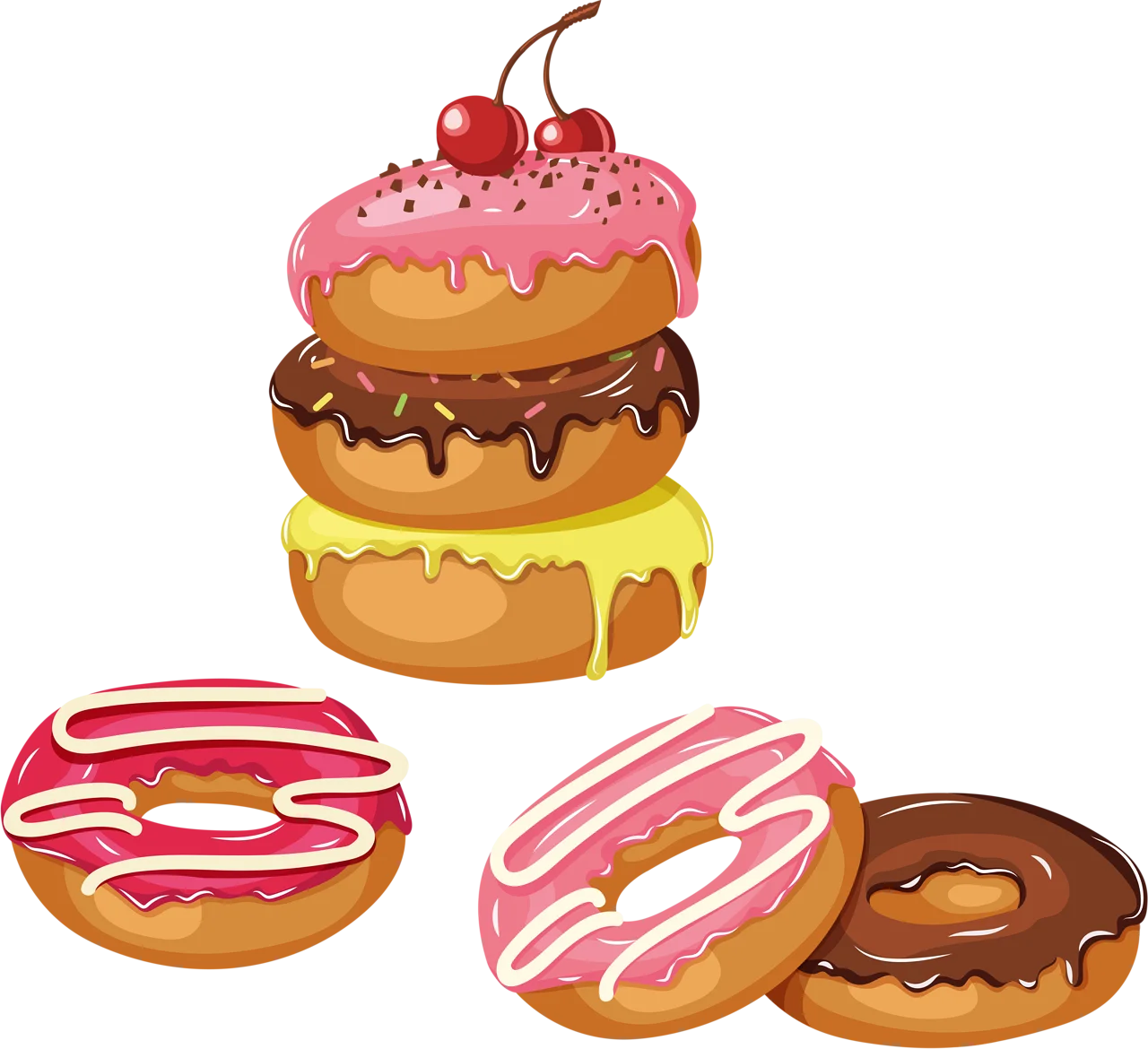 Delectable Stacked Donuts Clipart: A Sweet Illustration of Glazed Pastry Delights