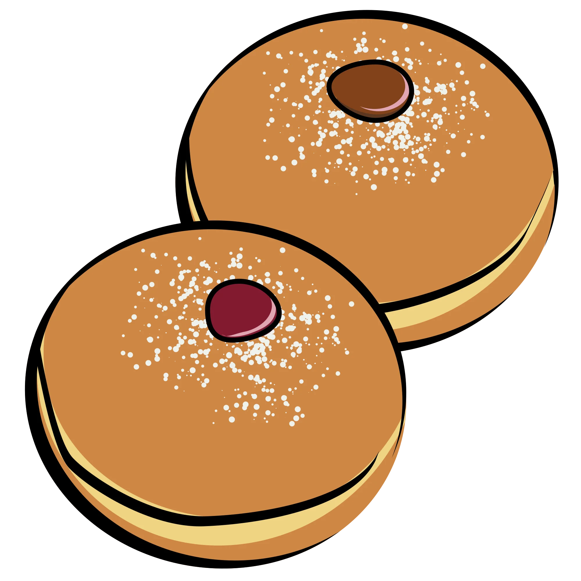 Delightful Jam-Filled Classic Donuts Clipart Illustration with Powdered Sugar