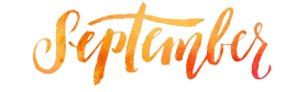 Artistic September Handwritten Clipart with Warm Orange Watercolor Gradient