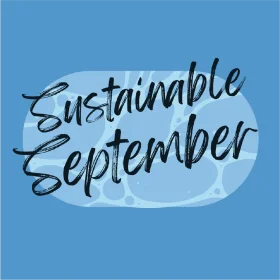 Sustainable September Eco-Friendly Minimalist Clipart Design in Soft Blue