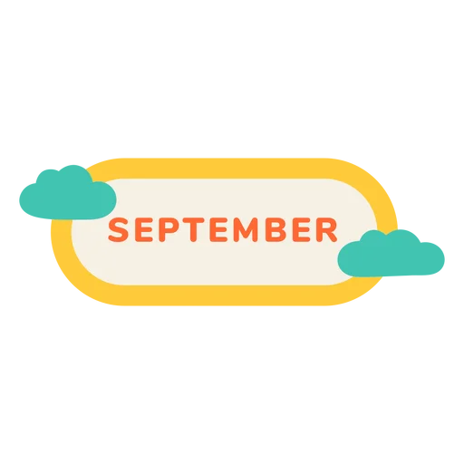 Whimsical September Clipart with Playful Clouds and Soft Color Palette