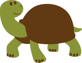 Adorable Green and Brown Cartoon Turtle Clipart for Children's Illustrations