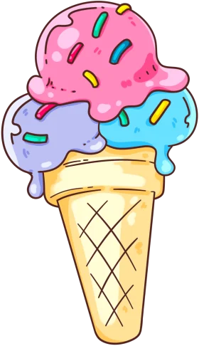 Delightful Cartoon Ice Cream Clipart with Colorful Melting Scoops
