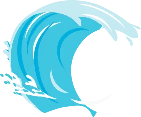 Ocean Wave Surge Stylized Aqua Blue Marine Water Clipart Design Element
