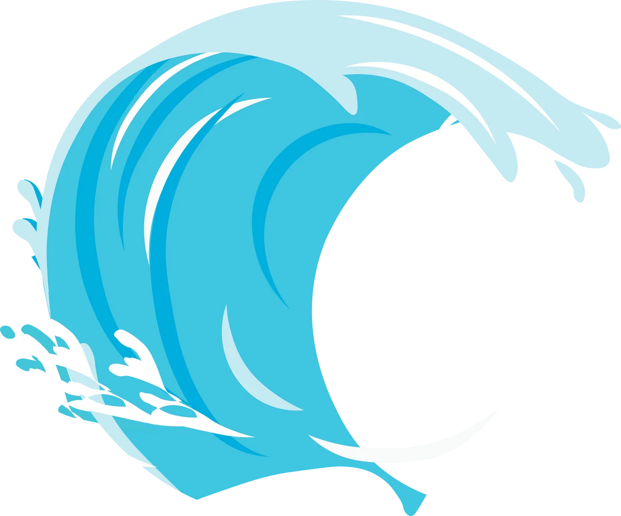 Ocean Wave Surge Stylized Aqua Blue Marine Water Clipart Design Element