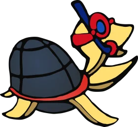 Playful Cartoon Turtle Clipart Design with Bold Color Blocking and Stylized Shell