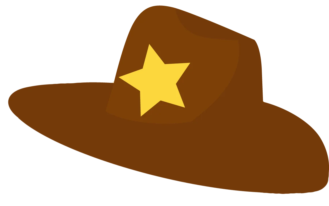 Classic Brown Western Cowboy Hat Clipart with Golden Sheriff Star