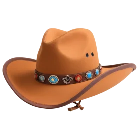 Classic Western Leather Cowboy Hat Clipart with Turquoise Studded Band