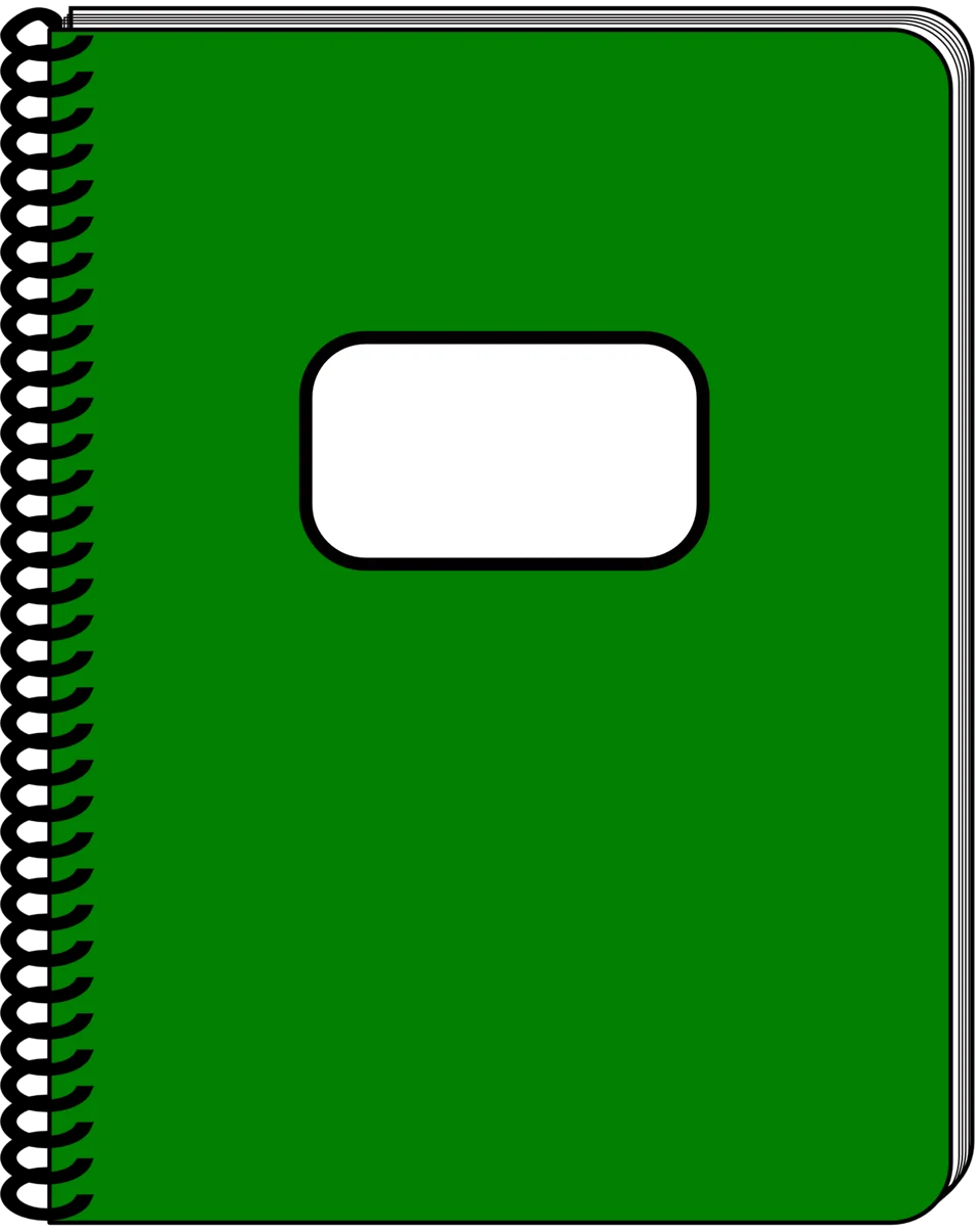 Emerald Green Spiral-Bound Notebook Clipart Design with Blank Label