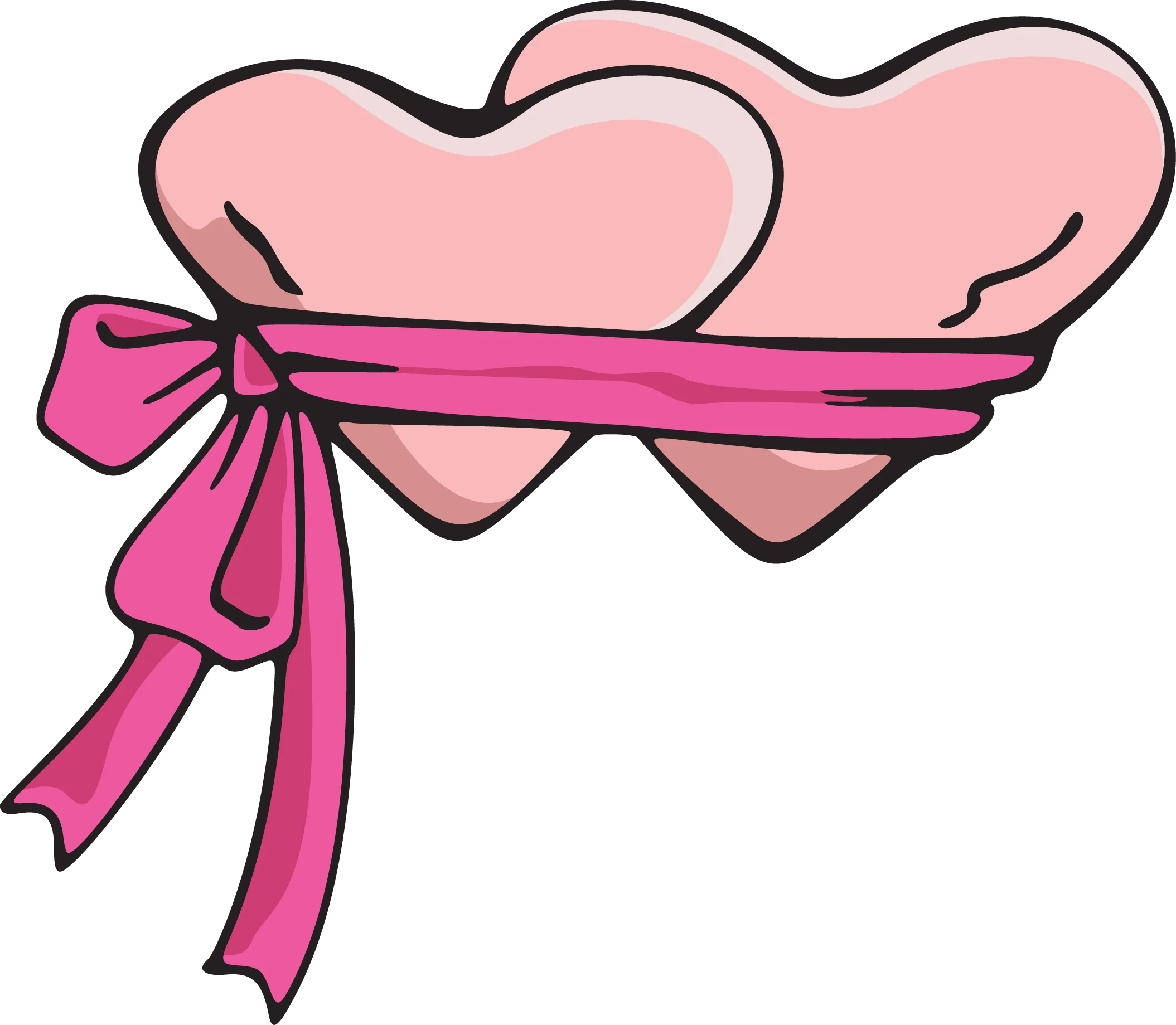 Romantic Pink Heart Clipart with Elegant Ribbon Bow Valentine's Design